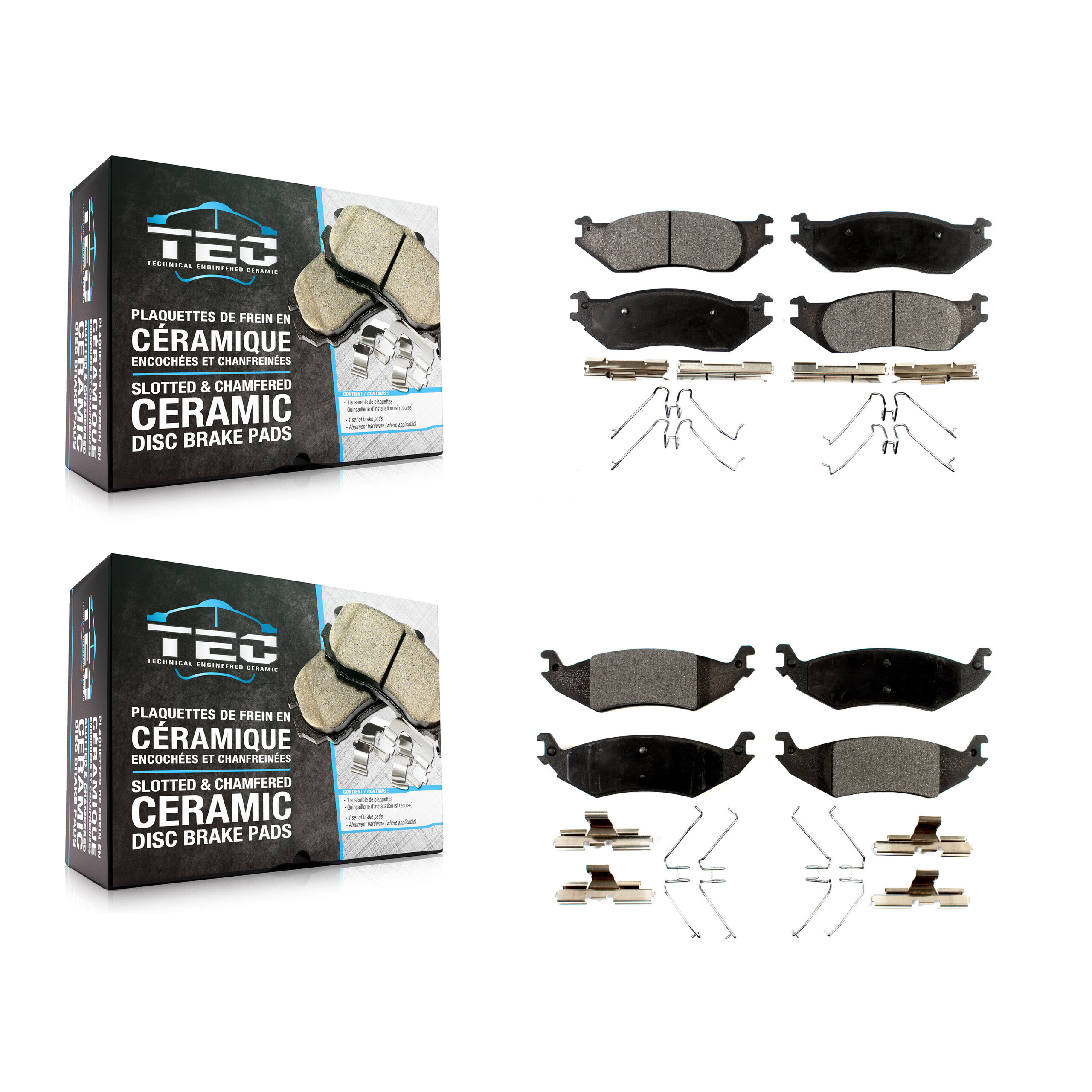 Front Rear Ceramic Brake Pads Kit For Ford E-150 Club Wagon Econoline KTC-100031