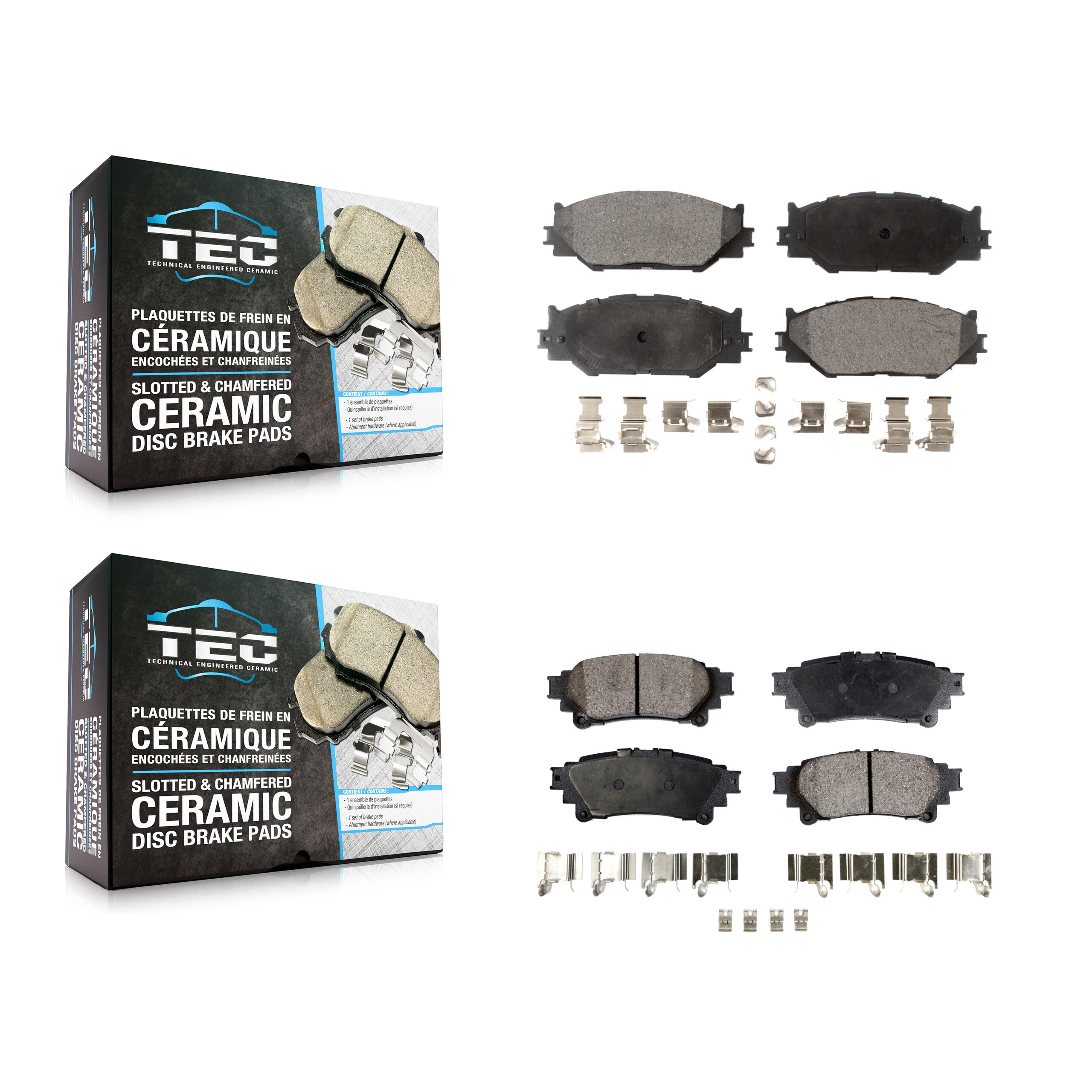 Front Rear Ceramic Brake Pad Kit For 14-15 Lexus IS250 Base with RWD With F Sport Package KTC-100092