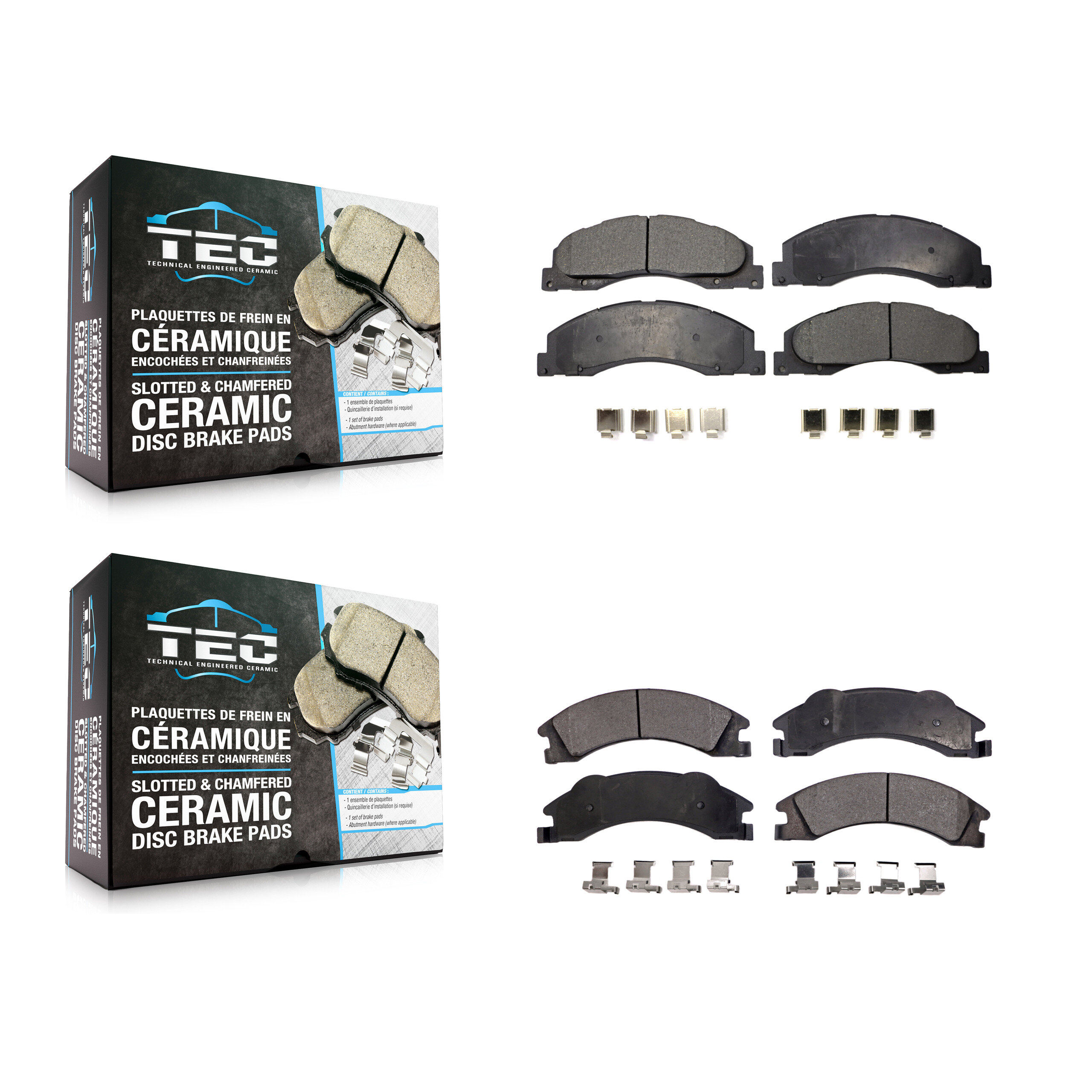 Front Rear Ceramic Brake Pads Kit For Ford E-350 Super Duty E-250 E-150 E-450 Econoline KTC-100143
