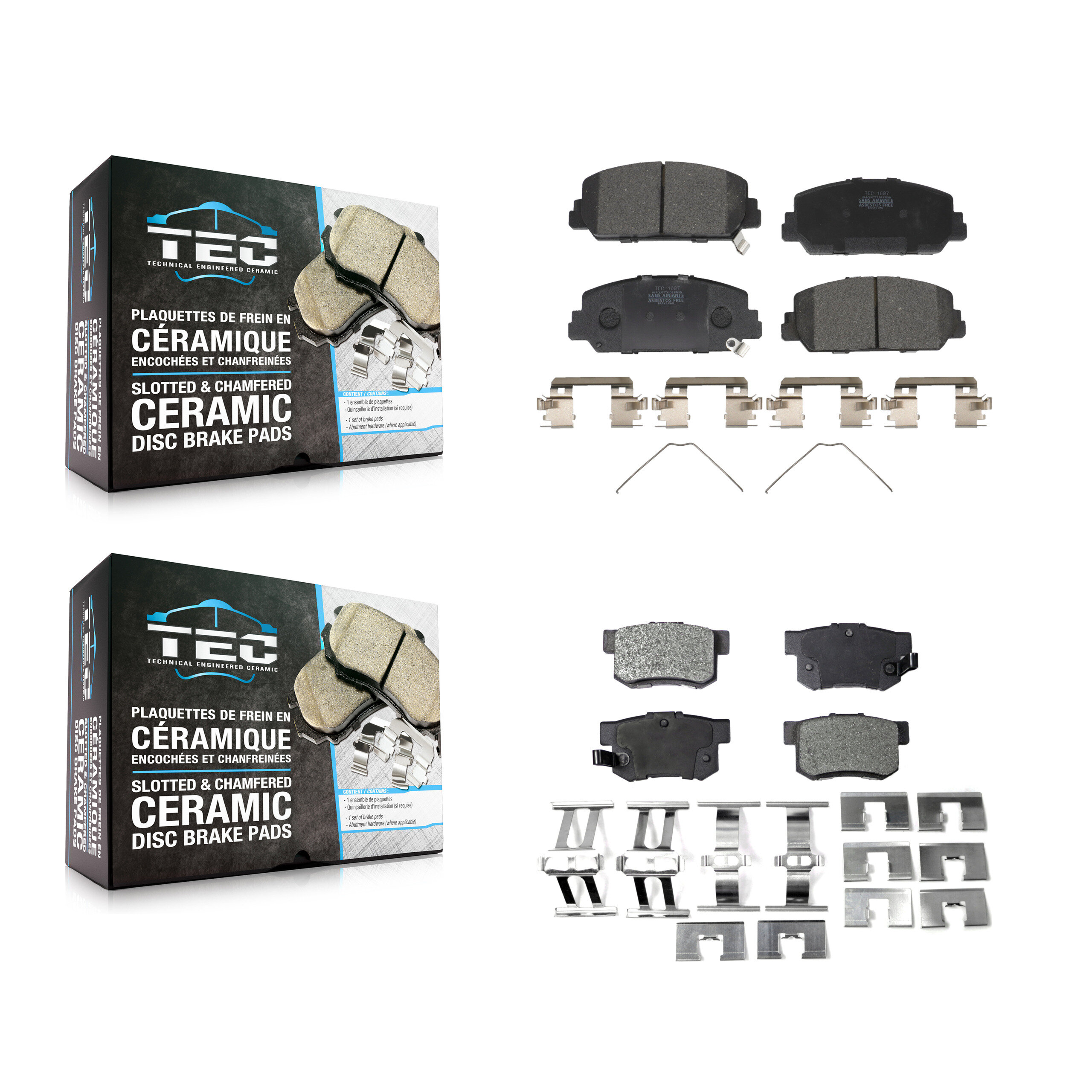 Front Rear Ceramic Brake Pads Kit For 2016-2022 Acura ILX KTC-100286