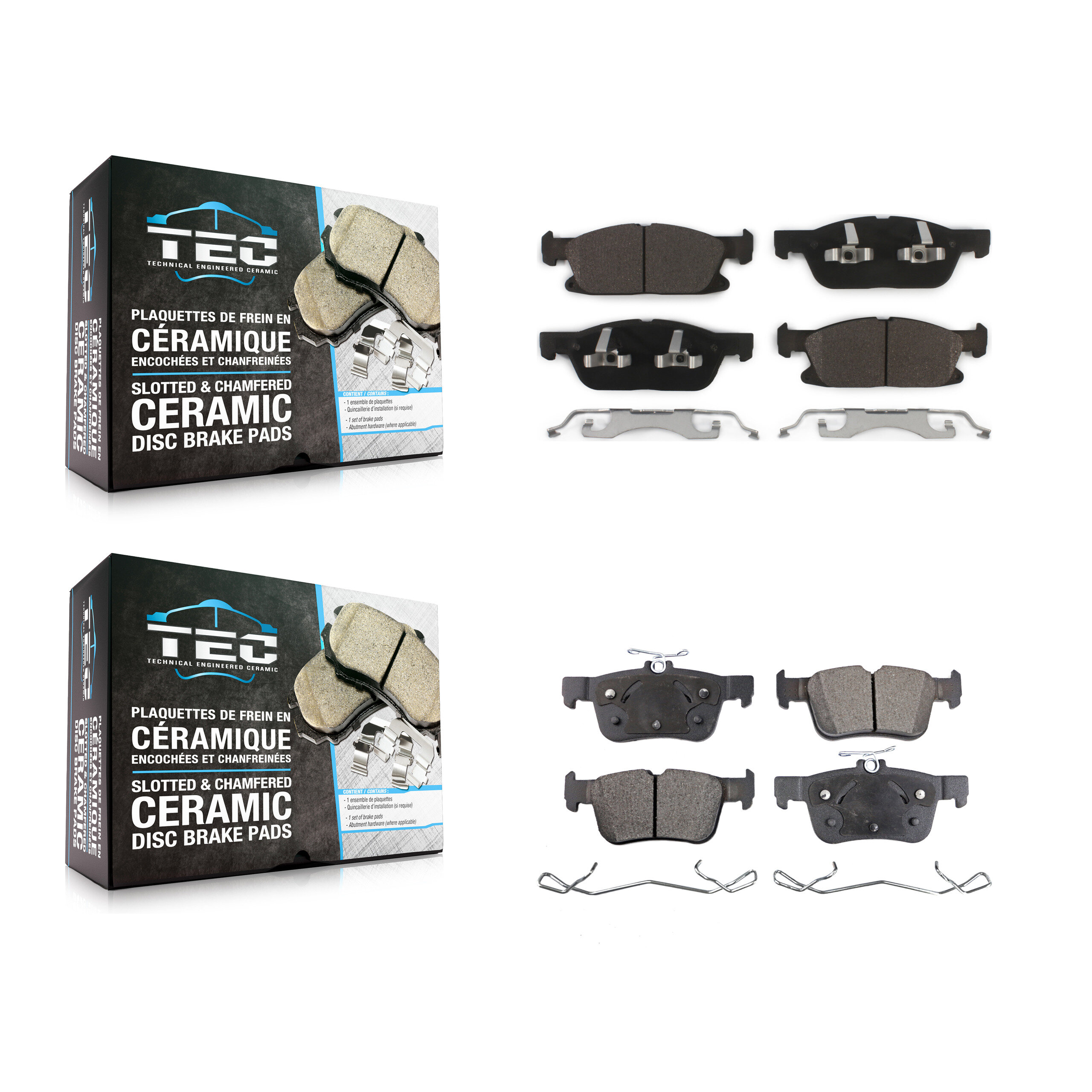 Front Rear Ceramic Brake Pads Kit For Ford Edge Lincoln Nautilus MKX KTC-100305
