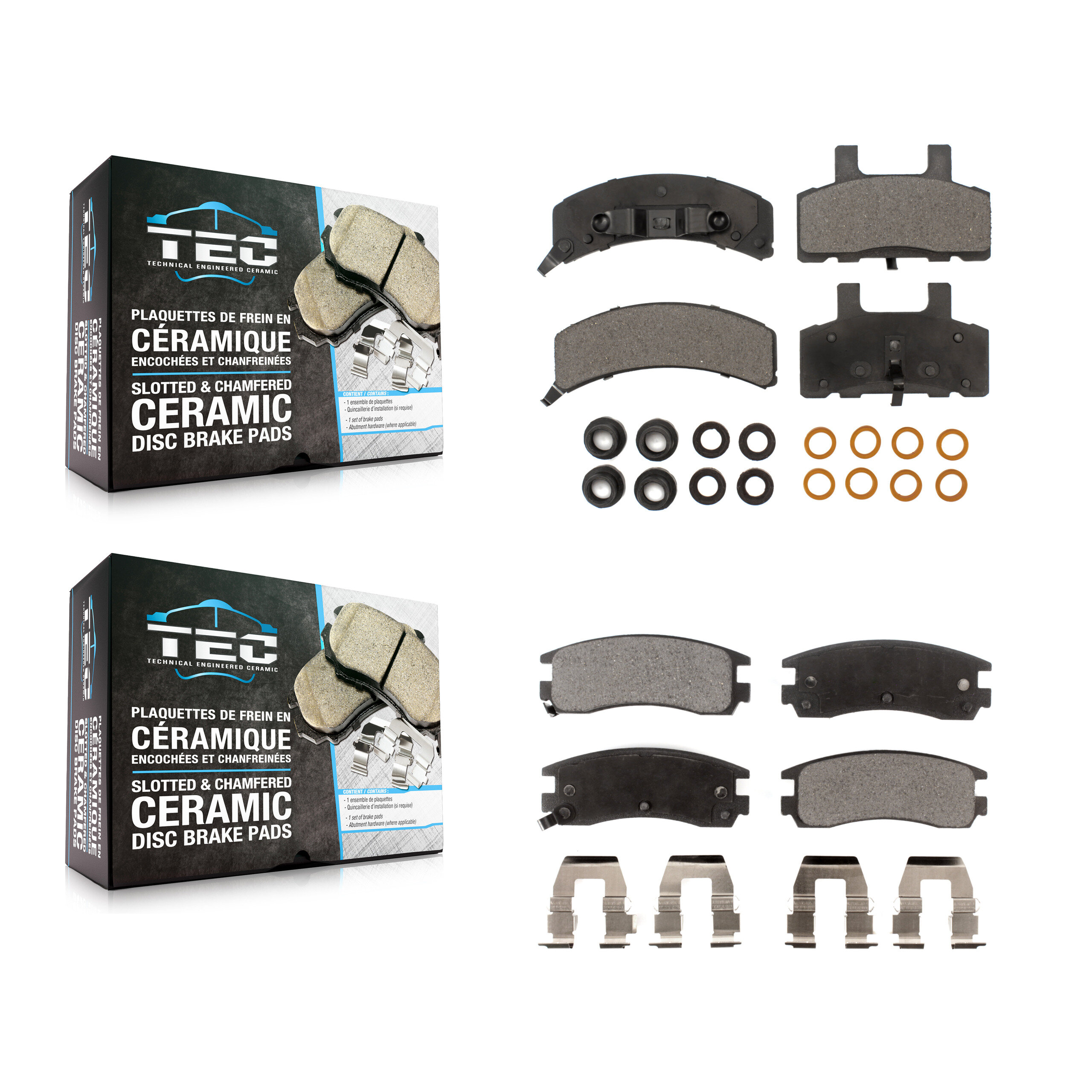Front Rear Ceramic Brake Pads Kit For 1999 Cadillac DeVille Drum rear brakes KTC-100322