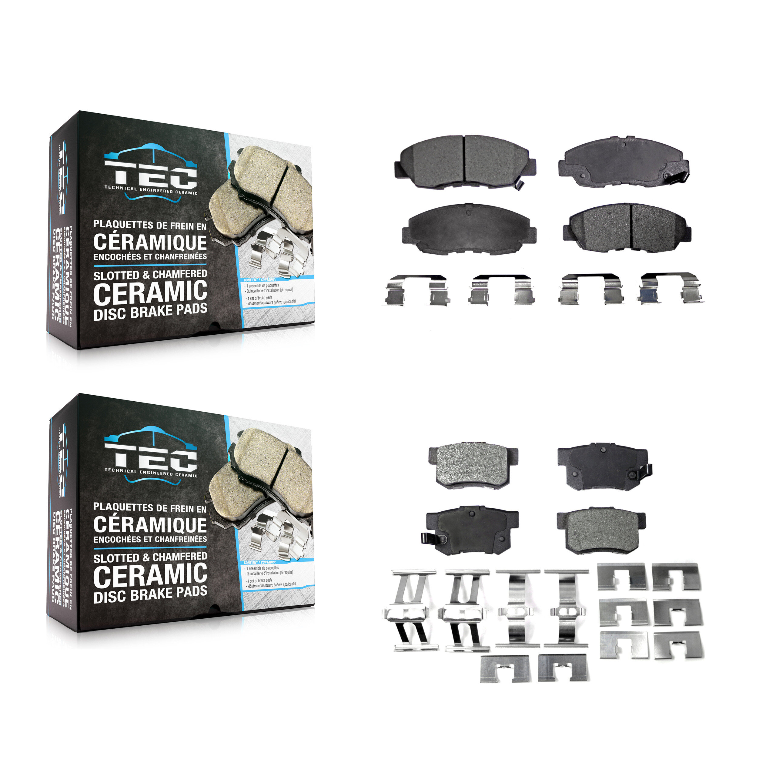 Front Rear Ceramic Brake Pads Kit For Honda Civic Accord Acura EL KTC-100329