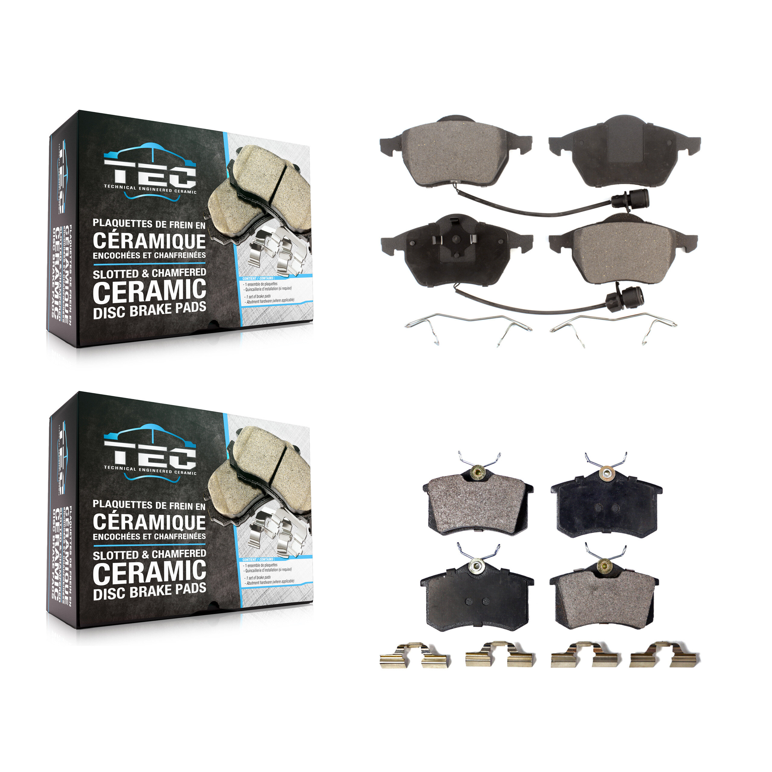 Front Rear Ceramic Brake Pads Kit For 1998-1999 Audi A6 KTC-100341