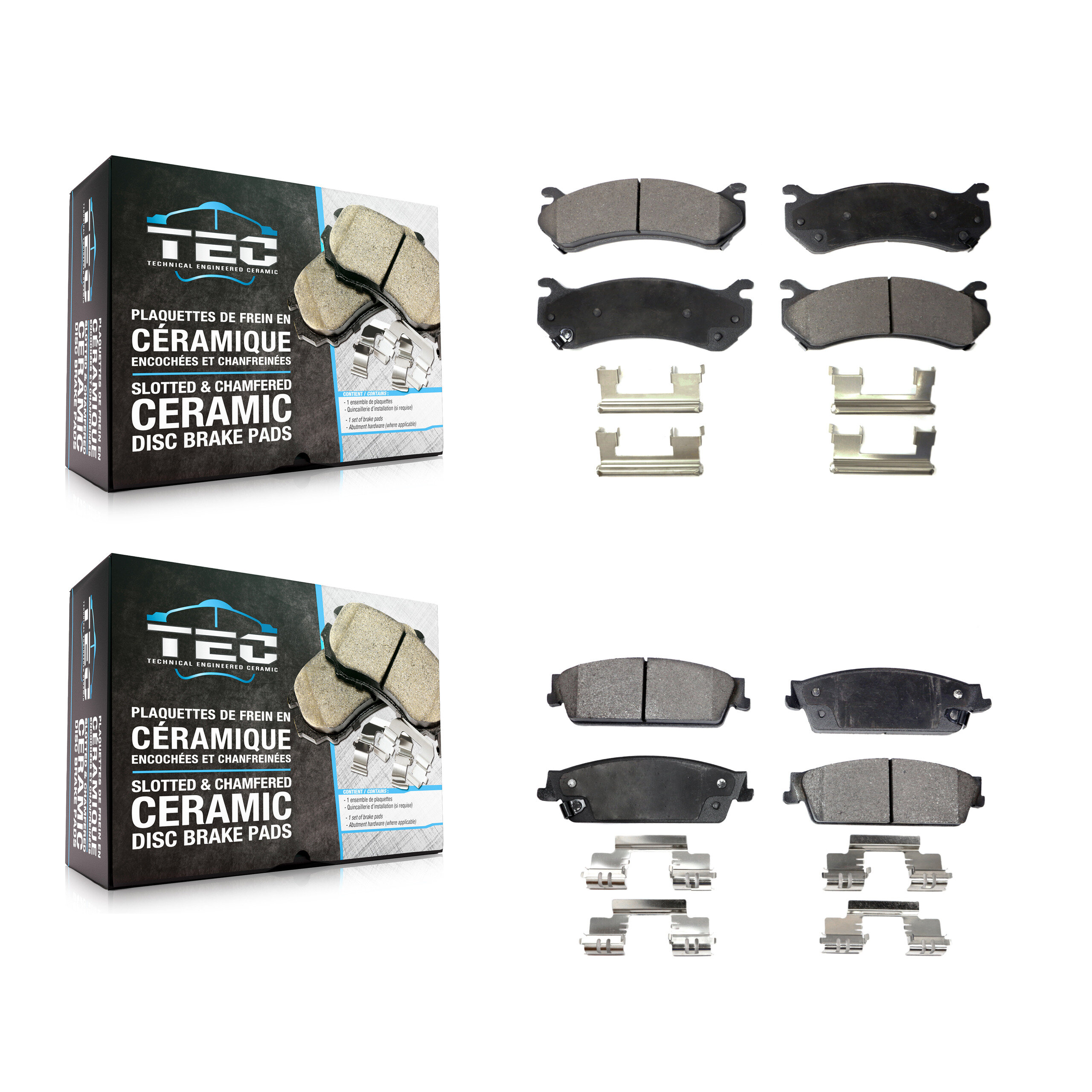 Front Rear Ceramic Brake Pads Kit For 2007 Chevrolet Silverado 1500 Disc rear brakes KTC-100391