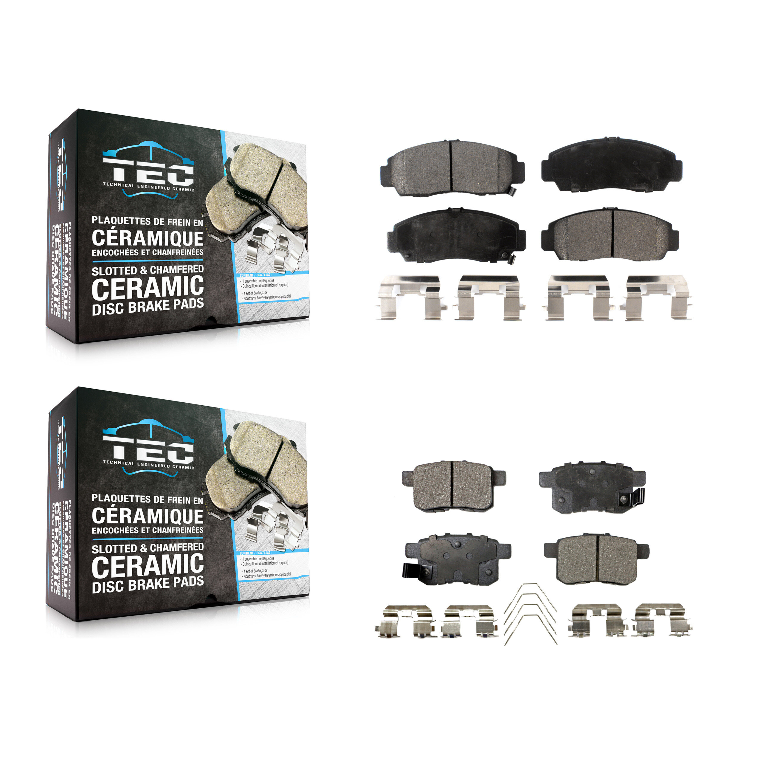 Front Rear Ceramic Brake Pads Kit For Honda Accord Acura TSX KTC-100396