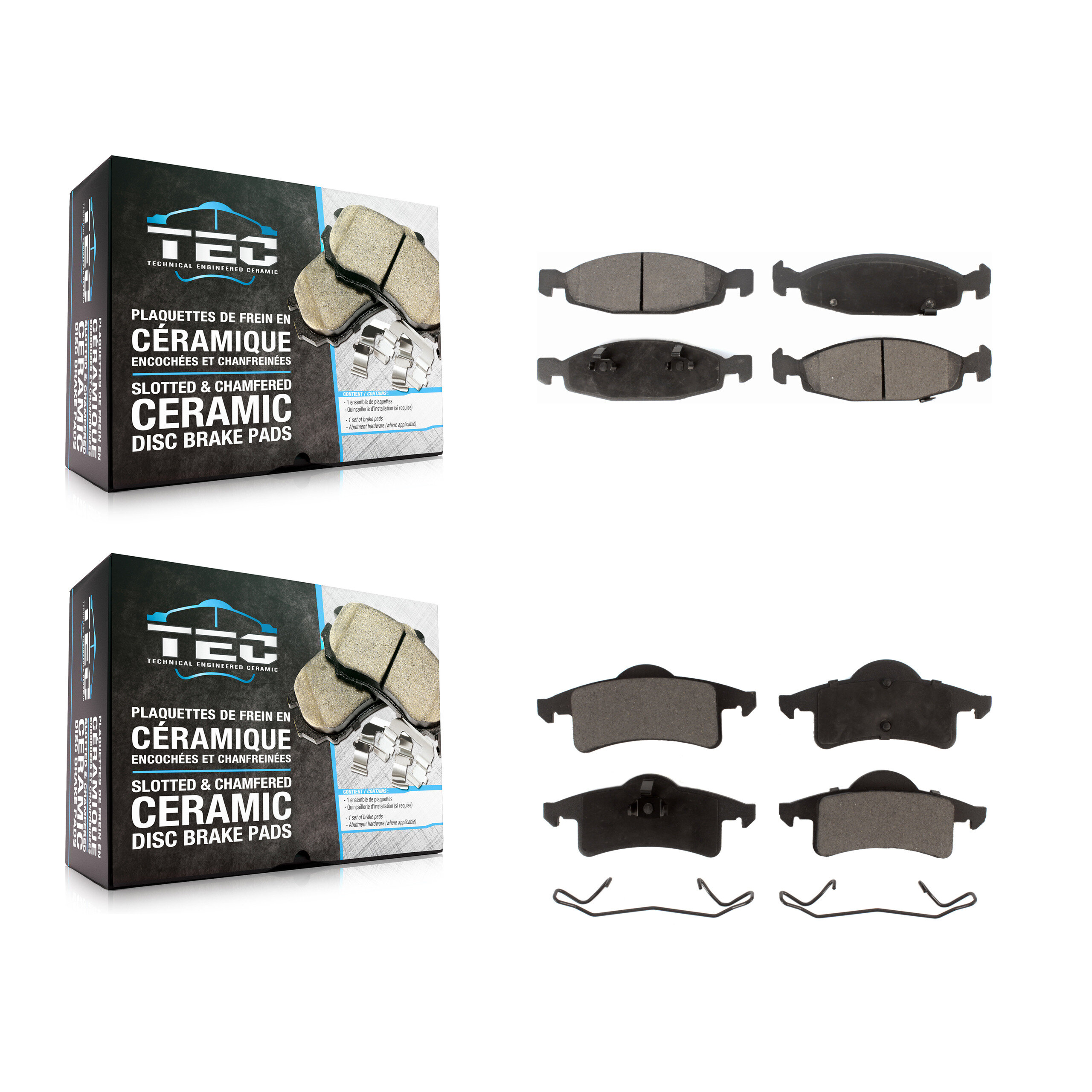 Front Rear Ceramic Brake Pads Kit For 99-02 Jeep Grand Cherokee With Teves & ATE Caliper KTC-100398