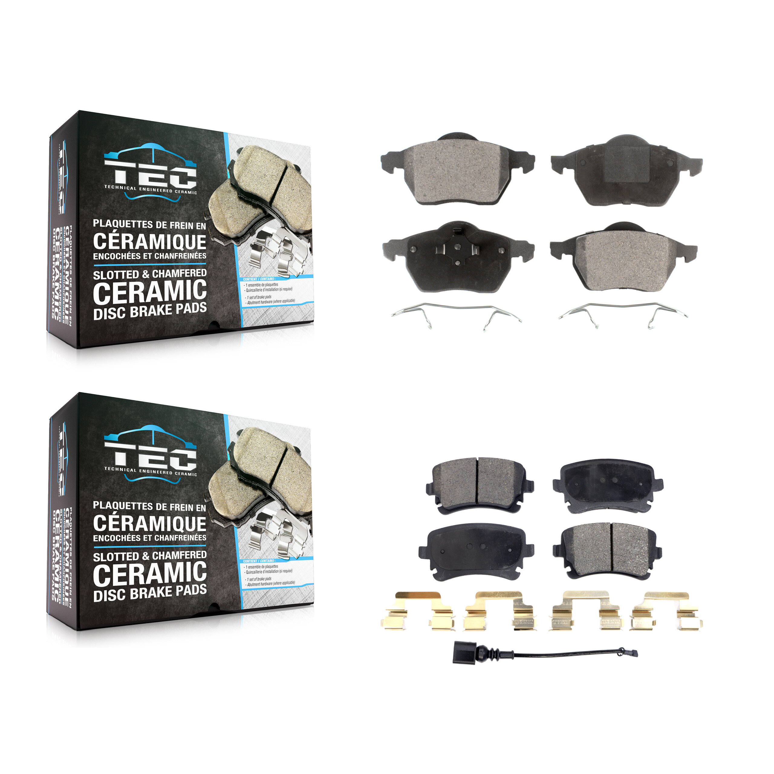 Front Rear Ceramic Brake Pads Kit For 2003-2004 Audi RS6 With 312mm Diameter Rotor KTC-100418