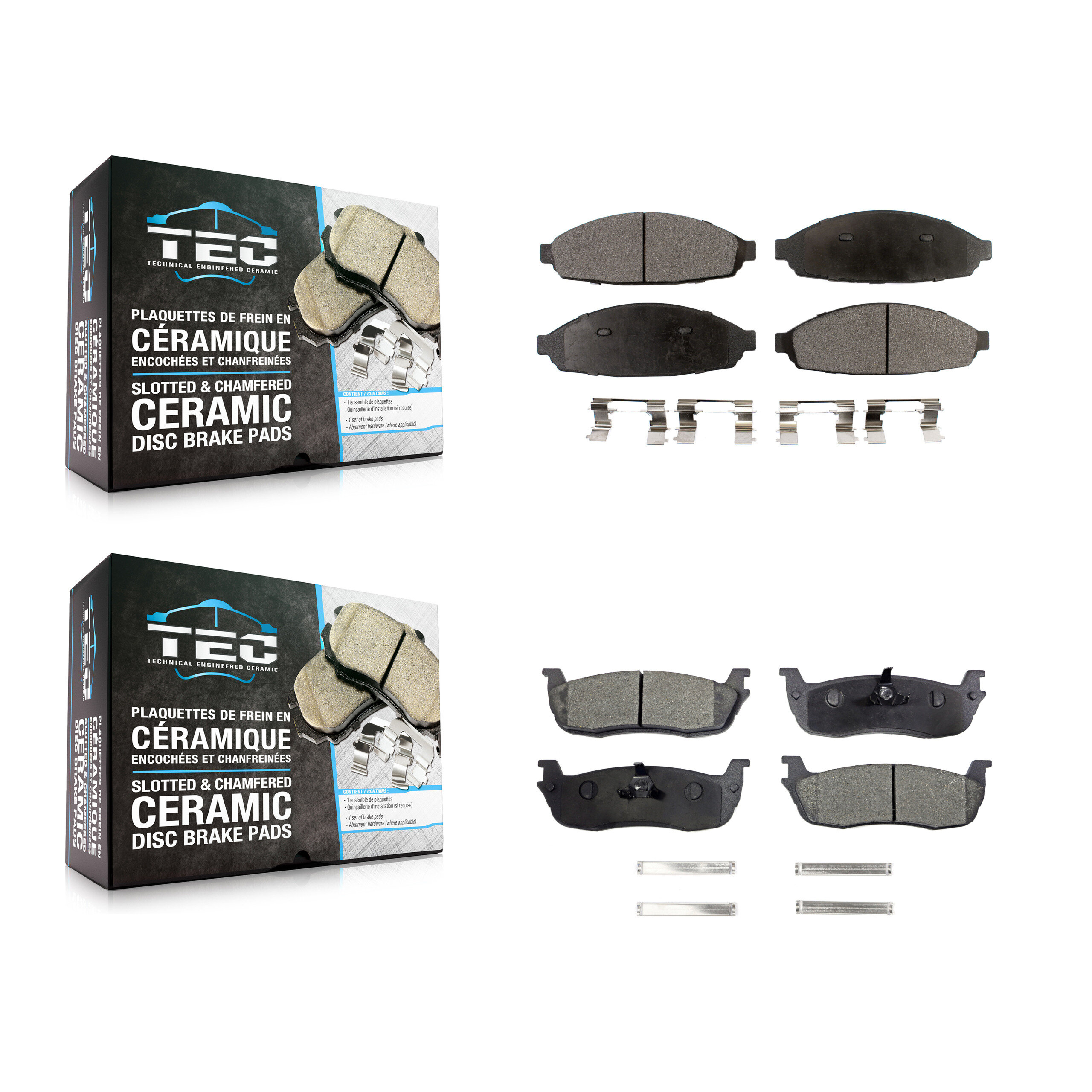 Front Rear Ceramic Brake Pads Kit For 2003-2010 Lincoln Town Car Limousine KTC-100488