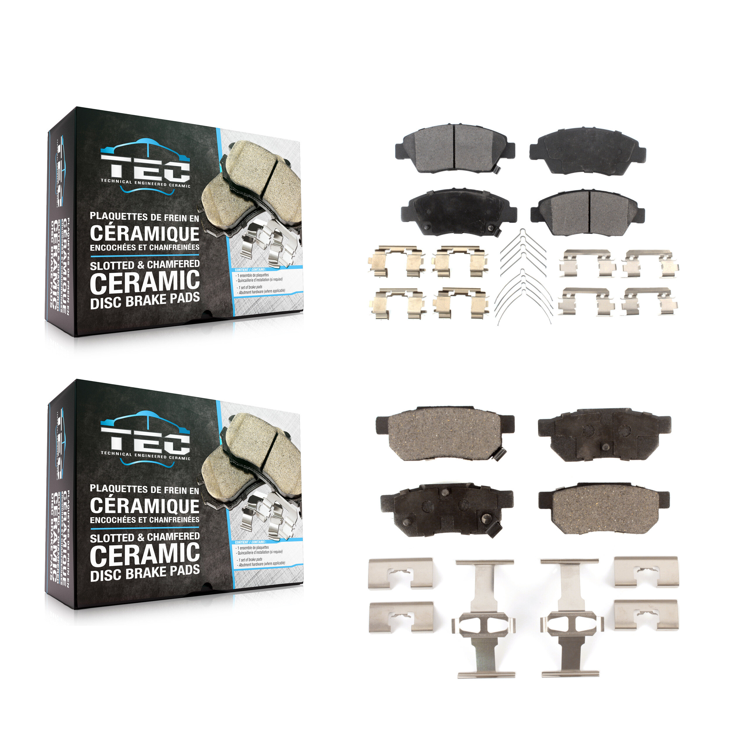 Front Rear Ceramic Brake Pads Kit For Honda Fit Civic del Sol KTC-100495