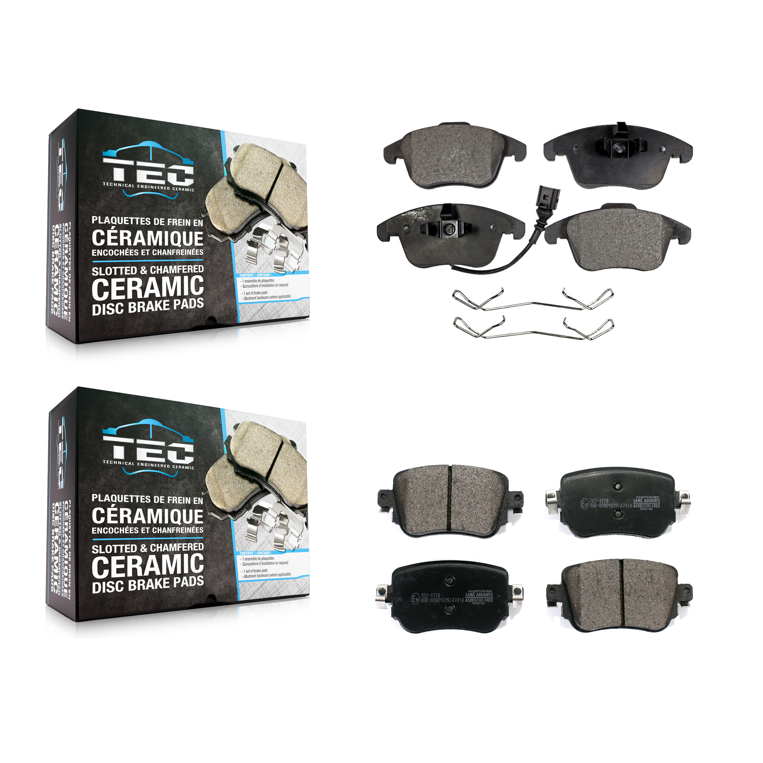 Front Rear Ceramic Brake Pads Kit For Volkswagen Passat Audi Q3 Quattro KTC-100516