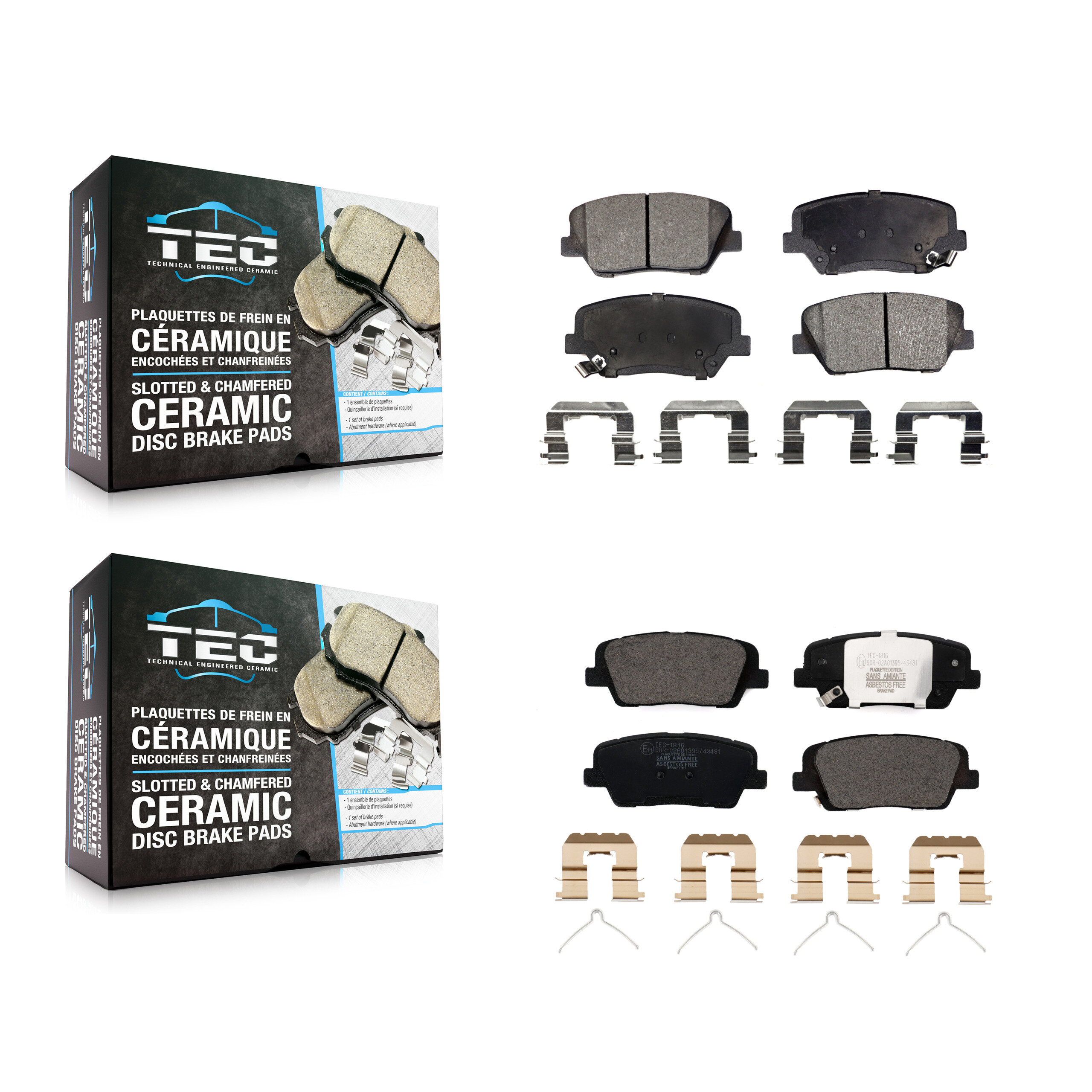 Front Rear Ceramic Brake Pads Kit For 2014-2015 Kia Sorento With Red Painted Calipers KTC-100551