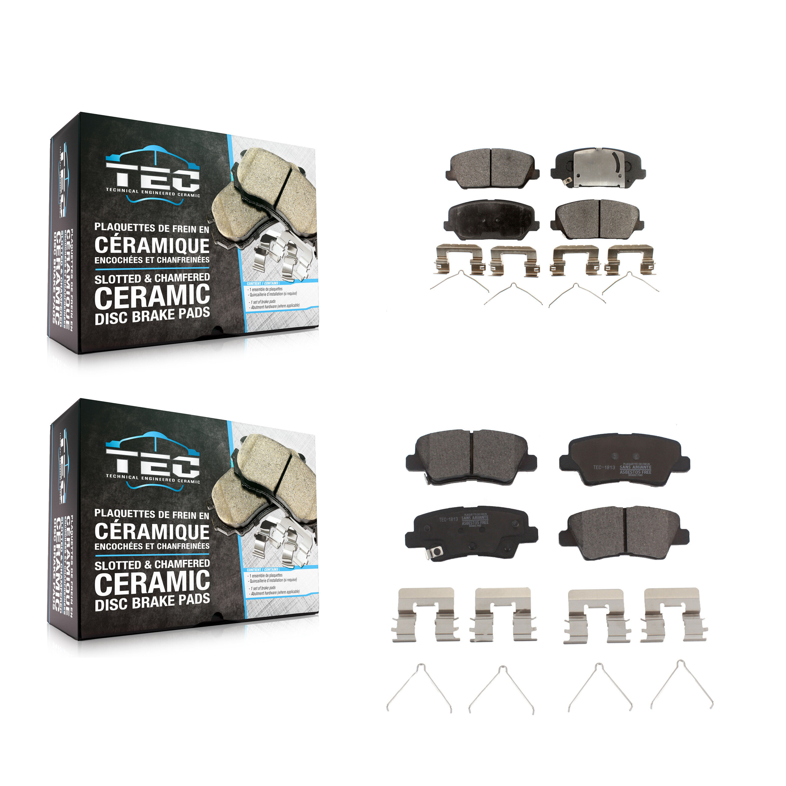 Front Rear Ceramic Brake Pads Kit For 2016-2017 Hyundai Veloster Turbocharged KTC-100569
