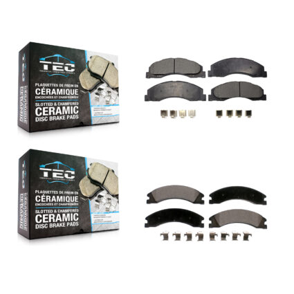 Front Rear Ceramic Brake Pads Kit For Ford E-450 Super Duty KTC-100575
