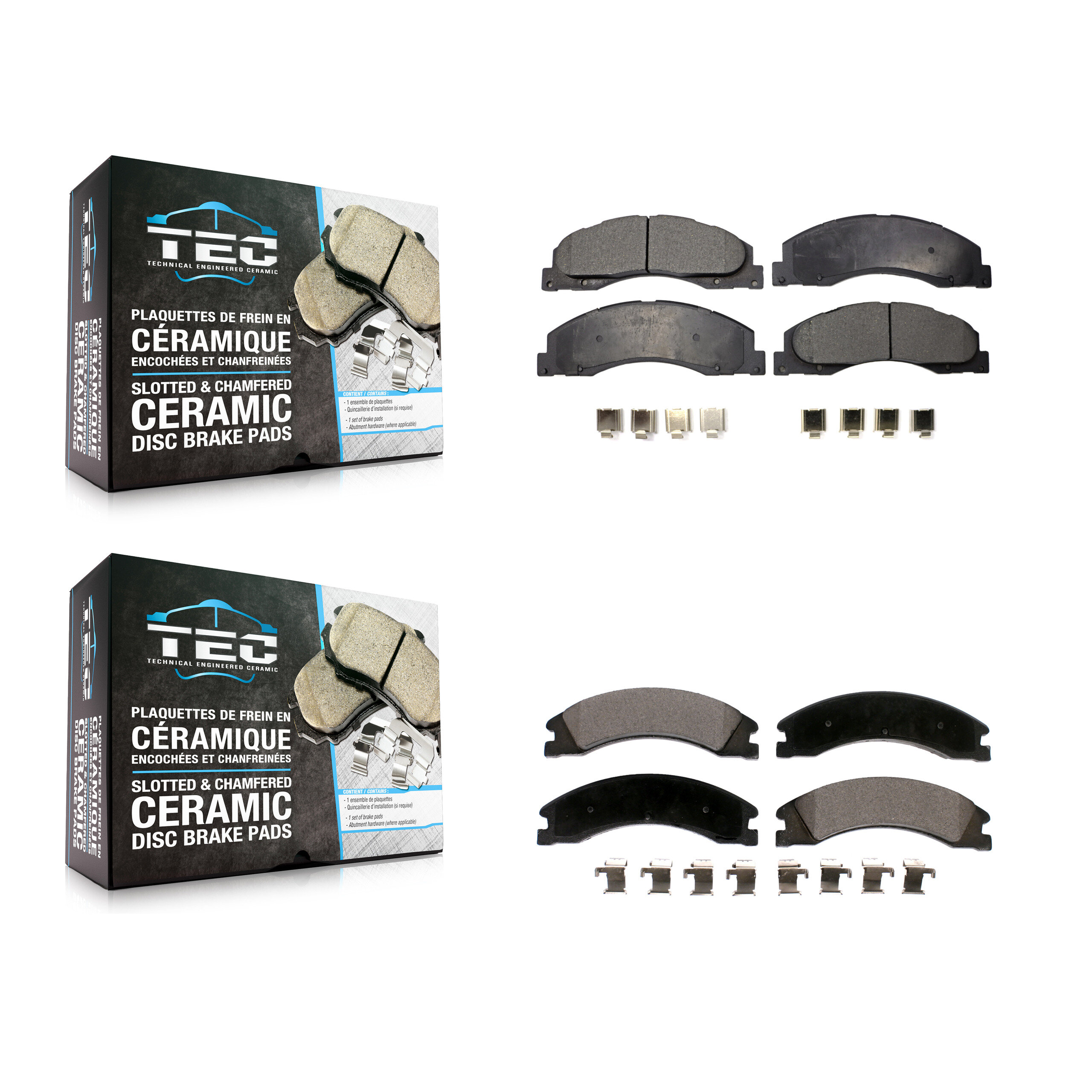 Front Rear Ceramic Brake Pads Kit For Ford E-450 Super Duty KTC-100575