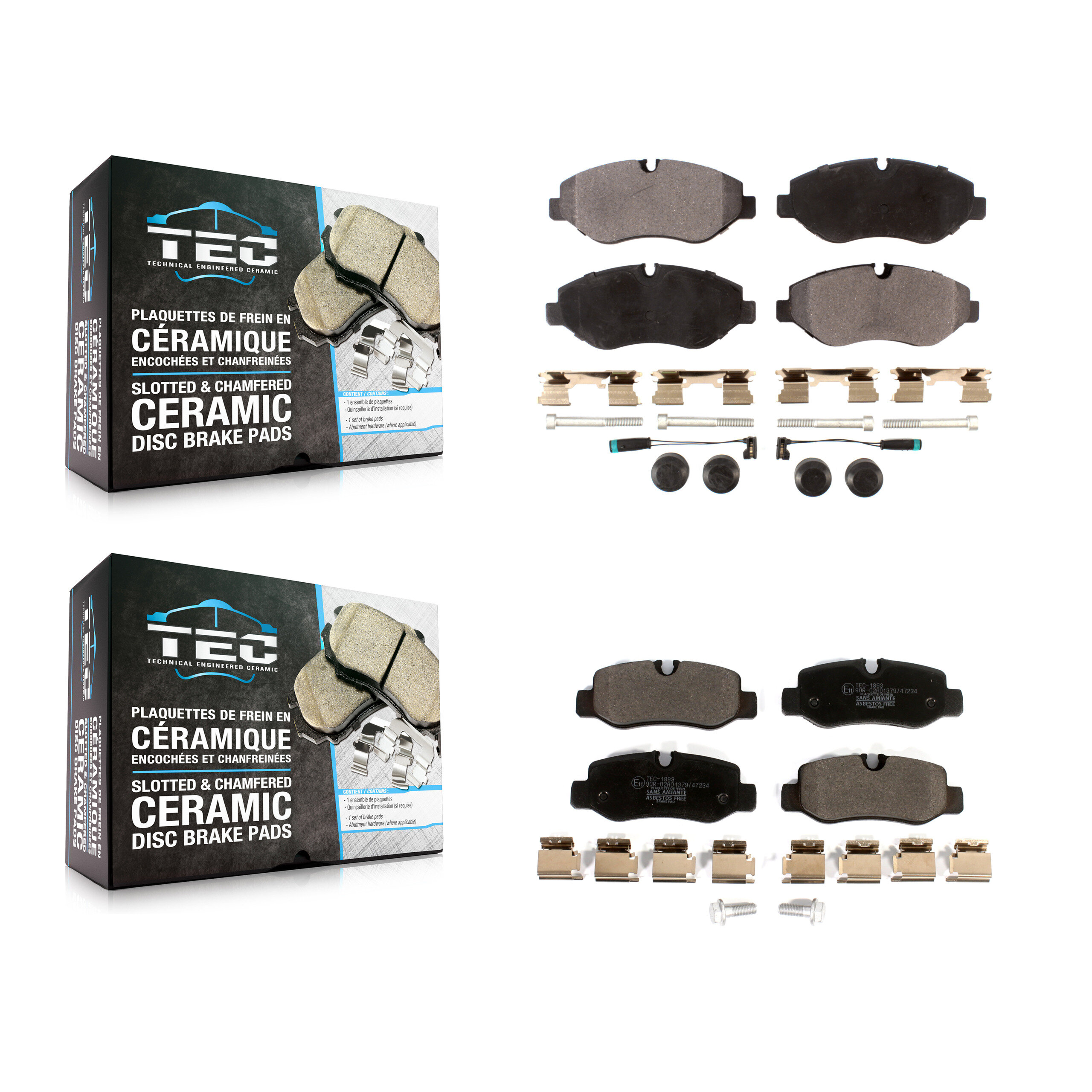 Front Rear Ceramic Brake Pads Kit For 2016-2020 Mercedes-Benz Metris KTC-100584