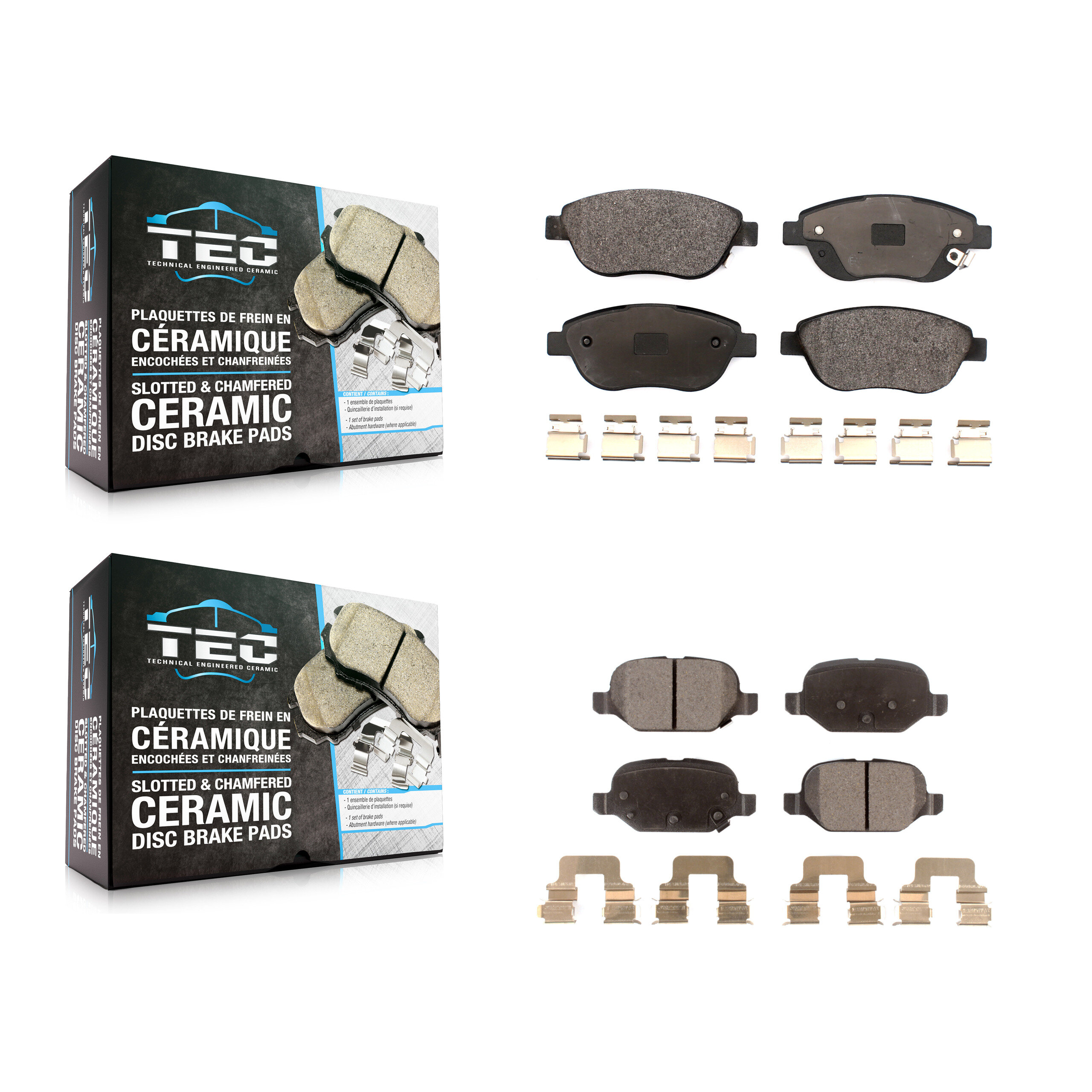 Front Rear Ceramic Brake Pads Kit For Fiat 500 KTC-100589