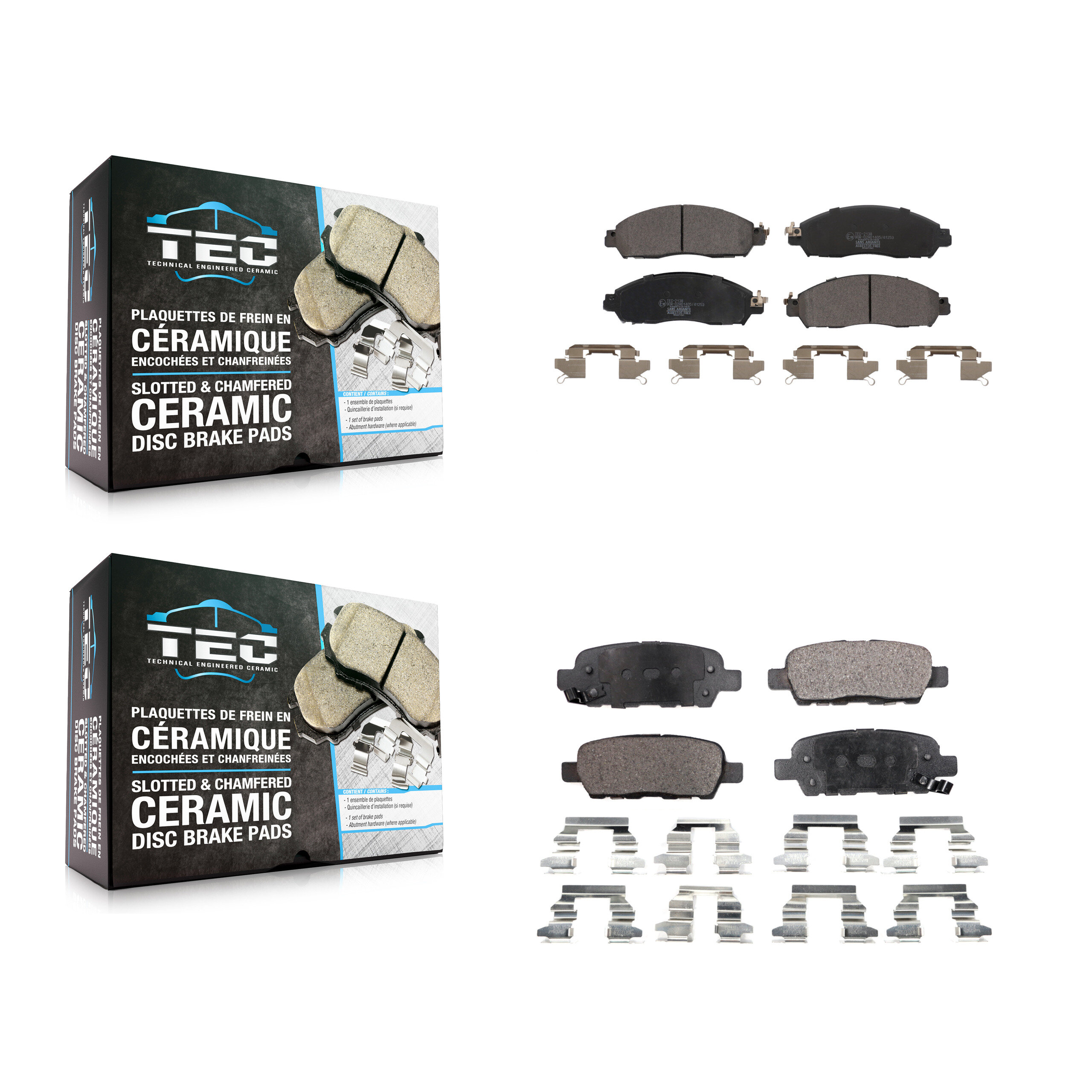 Front Rear Ceramic Brake Pads Kit For Nissan LEAF KTC-100676