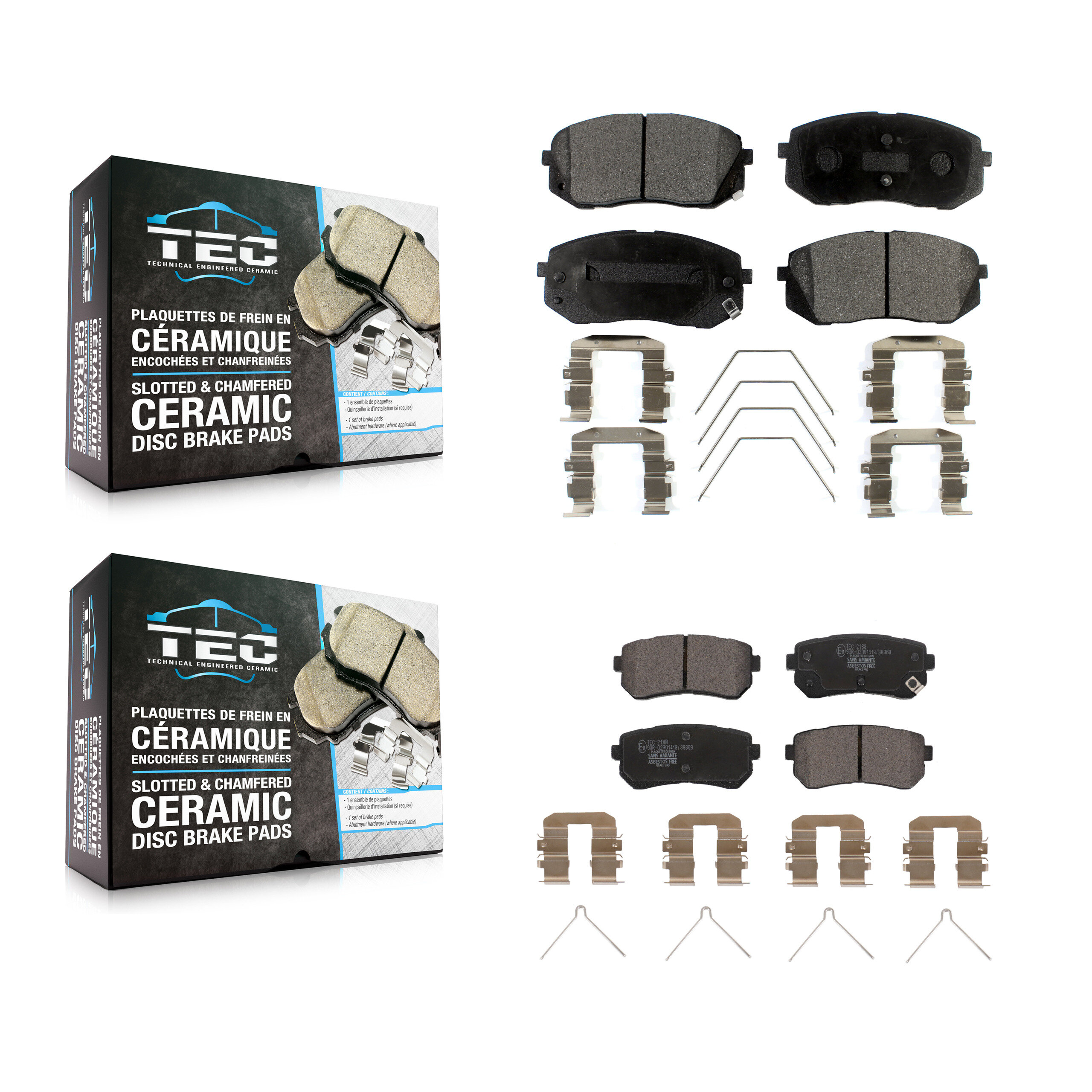 Front Rear Ceramic Brake Pads Kit For Hyundai Kona Kia Seltos KTC-100728