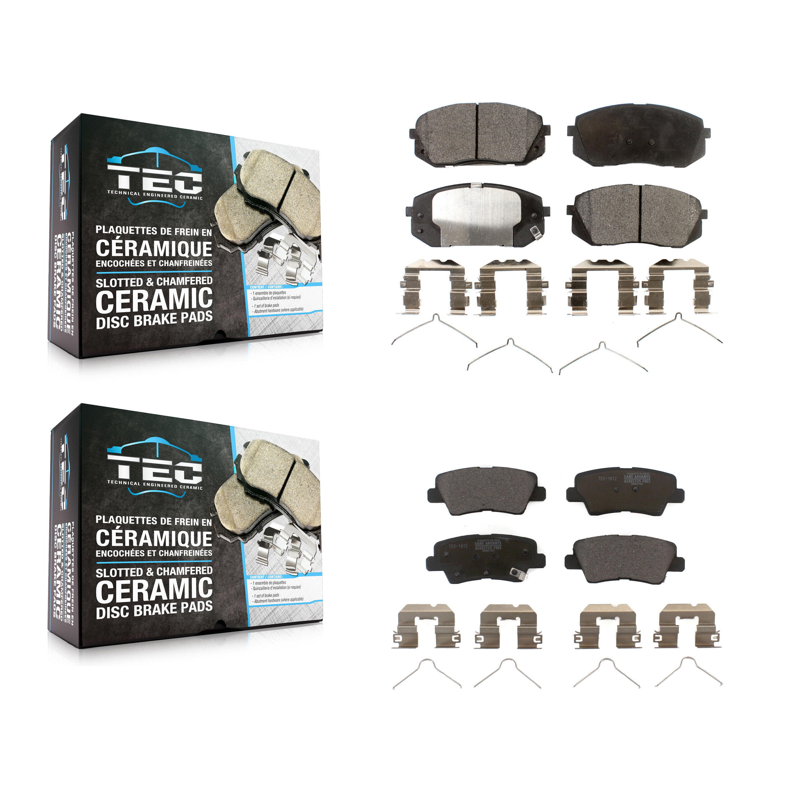Front Rear Ceramic Brake Pads Kit For 2019 Kia Niro EV KTC-100766