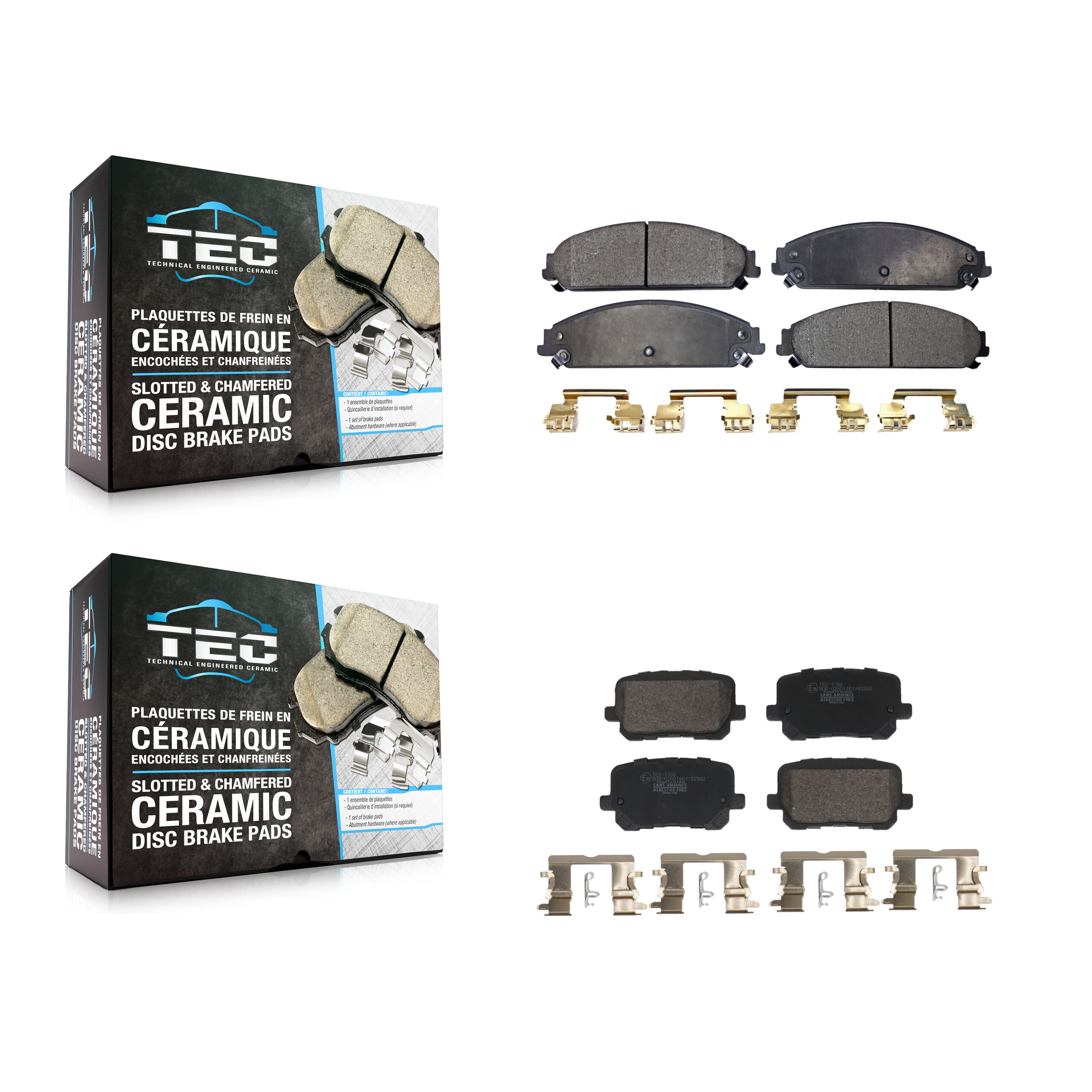Front Rear Ceramic Brake Pads Kit For 14-18 Dodge Charger With 370mm Diameter Rotor KTC-100779