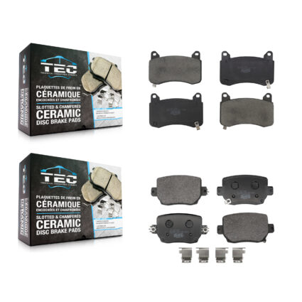 Front Rear Ceramic Brake Pads Kit For 2017-2023 Tesla 3 With Red Painted Calipers KTC-100791