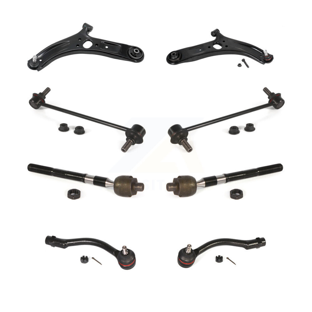 Front Suspension Control Arm & Ball Joint Assembly Tie Rod End Link Kit (8Pc) For Kia Rio KTR-100568
