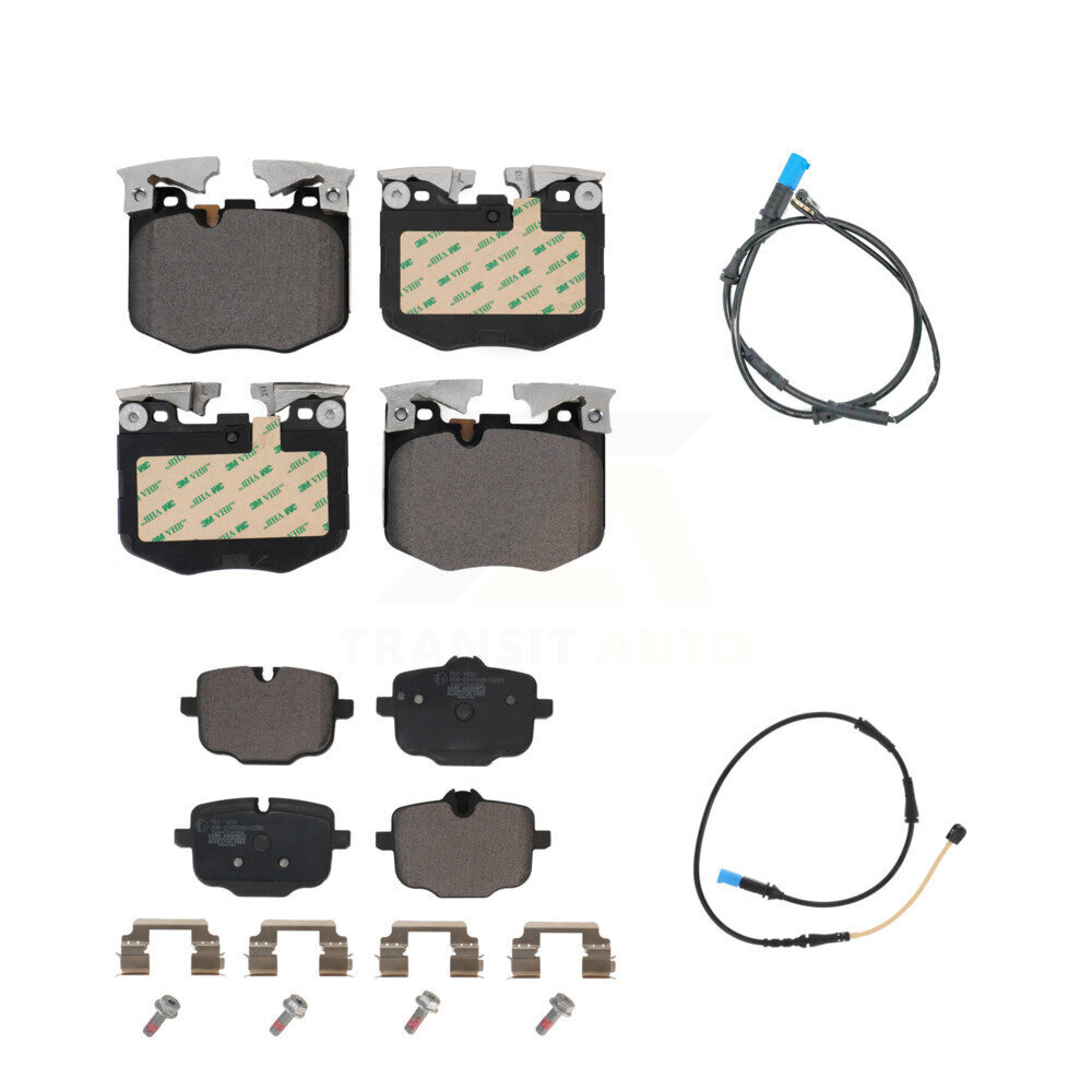 Front Rear Ceramic Brake Pad & Wear Sensor Kit For 2019 BMW X4 With Blue Painted Calipers KTW-100273