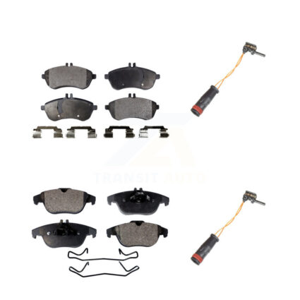 Front Rear Ceramic Disc Brake Pads And Wear Sensors Kit For Mercedes-Benz C300 C250 C230 KTW-100393
