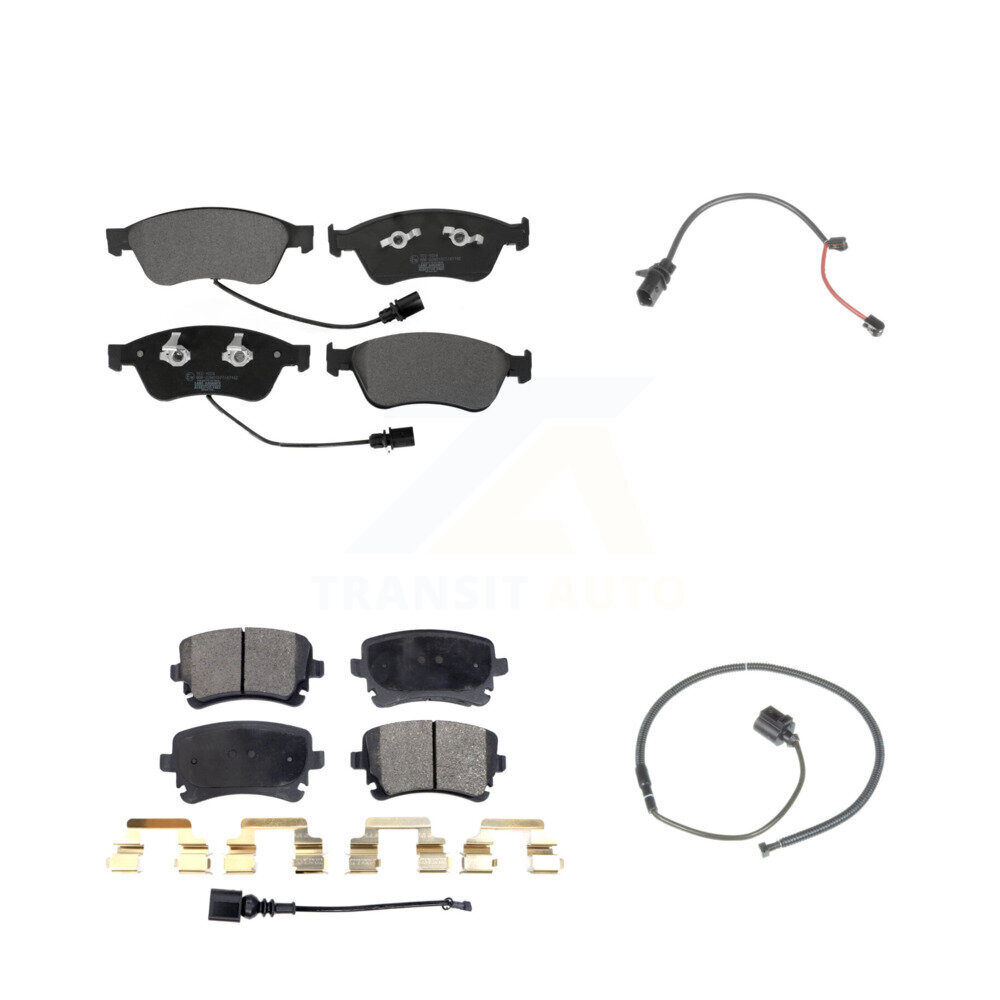 Front Rear Ceramic Disc Brake Pads And Extra Wear Sensors Kit For 2011 Audi S6 5.2L KTW-100425