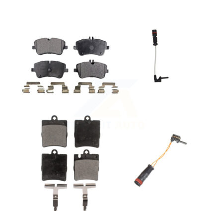 Front Rear Ceramic Brake Pads Wear Sensor Kit For 03 Mercedes-Benz CLK320 Coupe with 3.2L KTW-100428