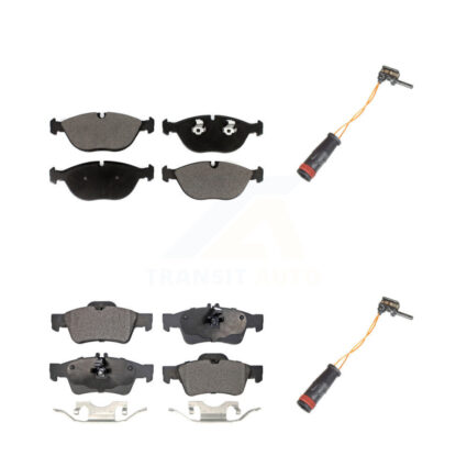 Front Rear Ceramic Disc Brake Pads And Wear Sensors Kit For 2006 Mercedes-Benz E350 AWD KTW-100447