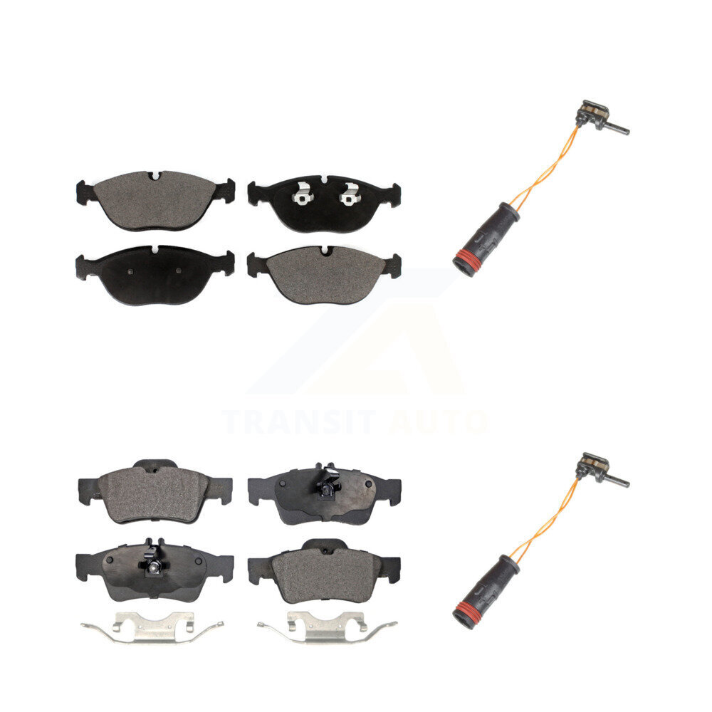 Front Rear Ceramic Disc Brake Pads And Wear Sensors Kit For 2006 Mercedes-Benz E350 AWD KTW-100447