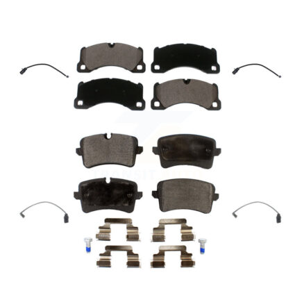 Front Rear Ceramic Disc Brake Pads And Wear Sensors Kit For 2017 Porsche Macan 2.0L KTW-100565