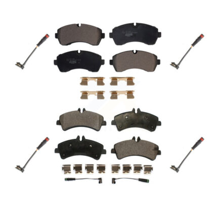 Front Rear Ceramic Disc Brake Pad Extra Wear Sensor Kit For 2009 Dodge Sprinter 3500 3.0L KTW-100584