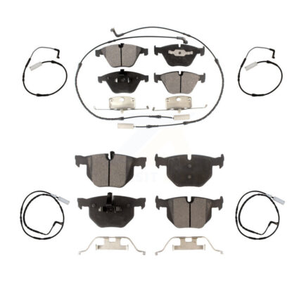 Front Rear Ceramic Disc Brake Pads And Extra Wear Sensors Kit For BMW 335i 335d 3.0L KTW-100607