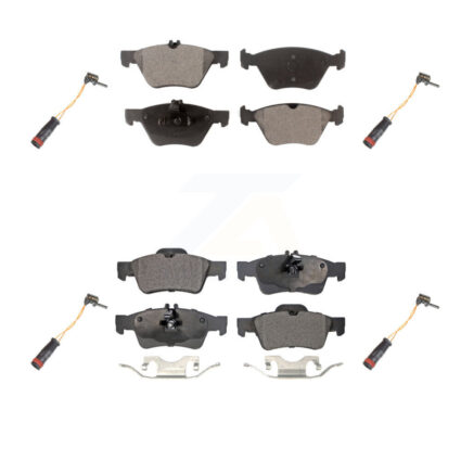 Front Rear Ceramic Disc Brake Pads And Wear Sensors Kit For Mercedes-Benz E350 E300 KTW-100625