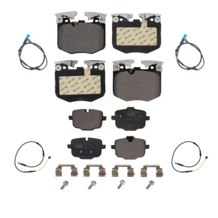 Front Rear Ceramic Brake Pad & Wear Sensor Kit For 2019 BMW X4 With Blue Painted Calipers KTW-100631
