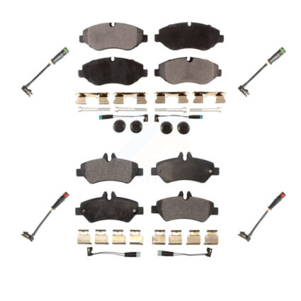 Front Rear Ceramic Brake Pads Extra Wear Sensor Kit For Sprinter 2500 Mercedes-Benz Dodge KTW-100664