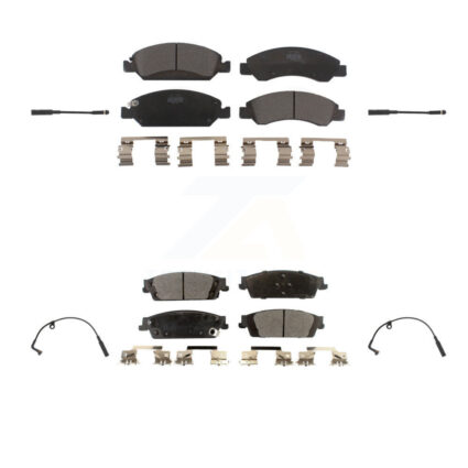 Front Rear Ceramic Brake Pad & Wear Sensor Kit For Chevrolet Silverado 1500 LD GMC Sierra KTW-100681