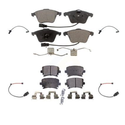 Front Rear Ceramic Disc Brake Pads And Extra Wear Sensors Kit For 2011 Audi A6 KTW-100709