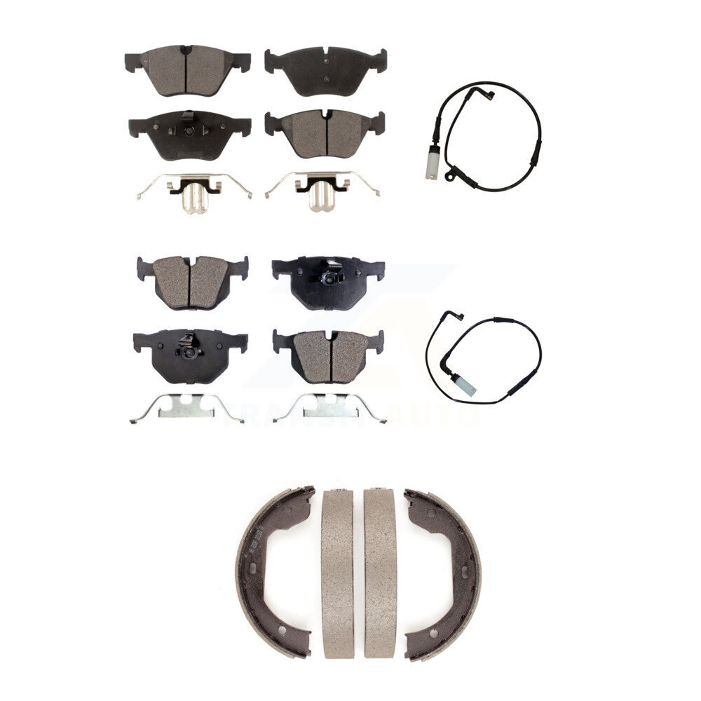 Front Rear Ceramic Disc Brake Pads And Wear Sensors Kit (5Pc) For BMW 525i KTW-100785