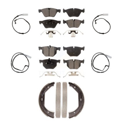 Front Rear Ceramic Disc Brake Pads And Wear Sensors Kit (7Pc) For 2006 BMW 330i KTW-100815