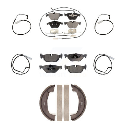 Front Rear Ceramic Disc Brake Pads And Extra Wear Sensors Kit (7Pc) For BMW 328i KTW-100823