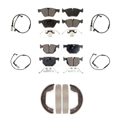 Front Rear Ceramic Disc Brake Pads And Wear Sensors Kit (7Pc) For BMW 525i KTW-100840
