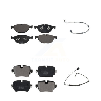 Front Rear Ceramic Brake Pads Wear Sensor Kit For 17 Jaguar XJ 5.0L with Disc rear brakes KTW-101401