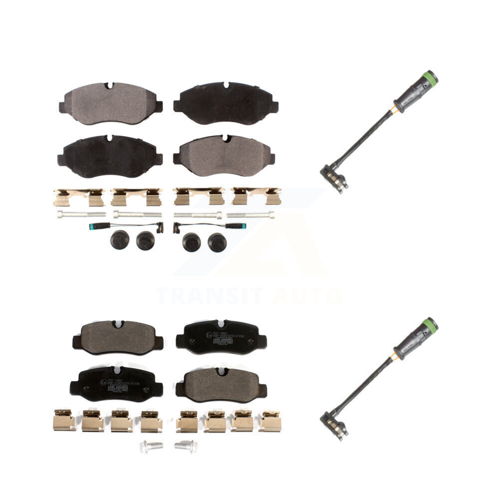 Front Rear Ceramic Brake Pads & Extra Wear Sensor Kit For 16-20 Mercedes-Benz Metris 2.0L KTW-101405