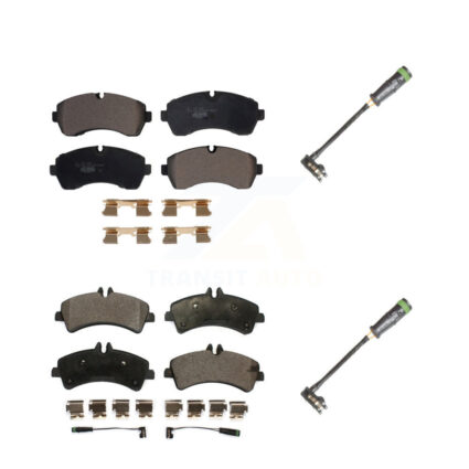Front Rear Ceramic Disc Brake Pads & Extra Wear Sensor Kit For Freightliner Sprinter 3500 KTW-101416