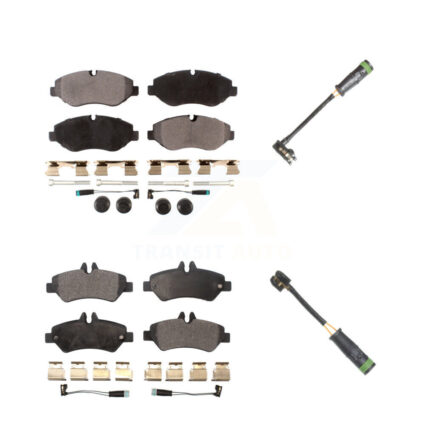 Front Rear Ceramic Disc Brake Pads & Extra Wear Sensor Kit For Freightliner Sprinter 2500 KTW-101417