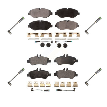 Front Rear Ceramic Brake Pad & Extra Wear Sensor Kit For 10-18 Freightliner Sprinter 2500 KTW-101459